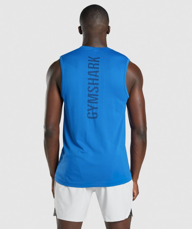 Men's Gymshark Apex Tanks Blue | NZ 7HBXGI